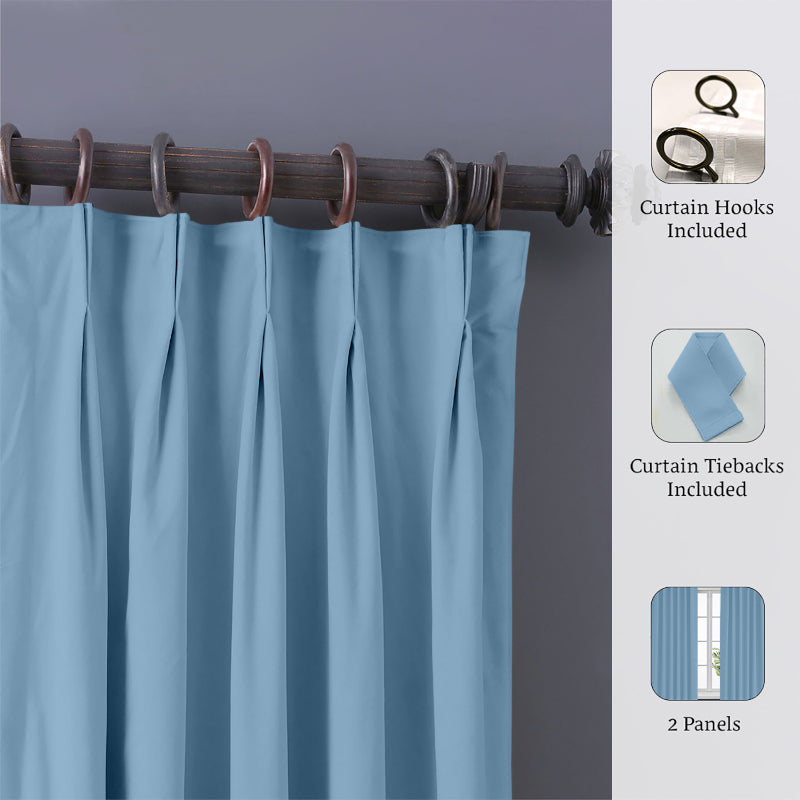 Buy Imora Double Pinch Pleat Medium Width Curtain - Sky Blue Curtains from Vaaree