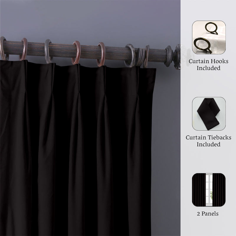 Buy Imora Double Pinch Pleat Short Width Curtain - Black Curtains from Vaaree