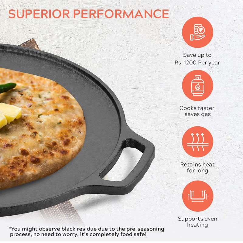 Dosa Tawa - Nova Costa Pre Seasoned Cast Iron Dosa Tawa - 30 CM