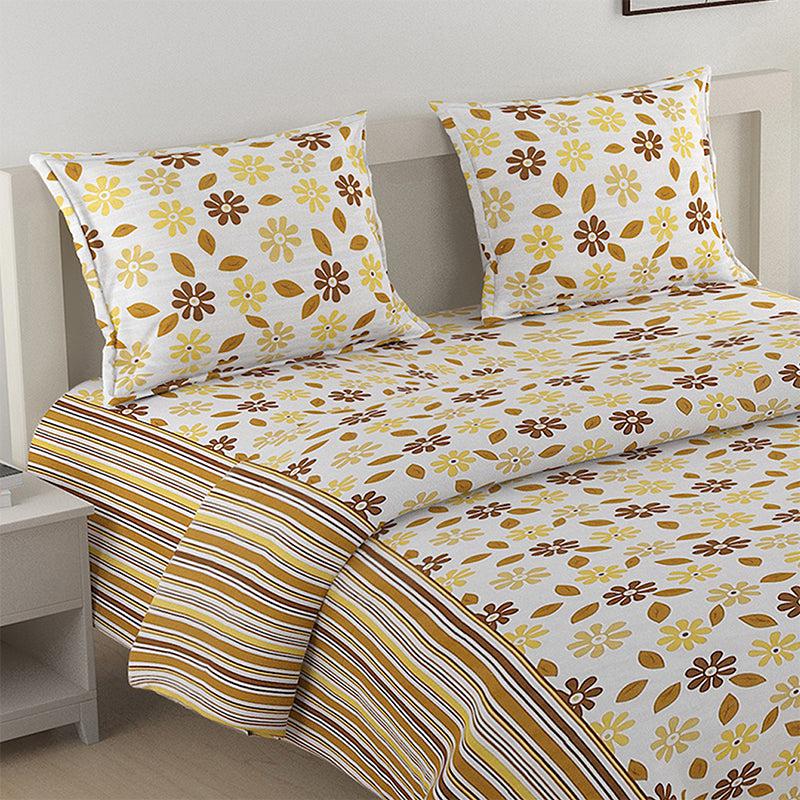 Buy Smera Floral Bedding Set - Yellow & Brown Bedding Set from Vaaree