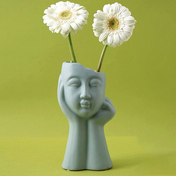 Buy Thinking Girl Vase - Blue at Vaaree online | Beautiful Vase to choose from