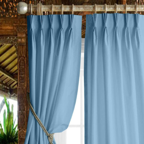 Esme Triple Pinch Pleat Medium Width Curtain - Sky Blue