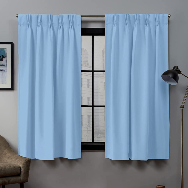 Buy Imora Double Pinch Pleat Medium Width Curtain - Sky Blue Curtains from Vaaree