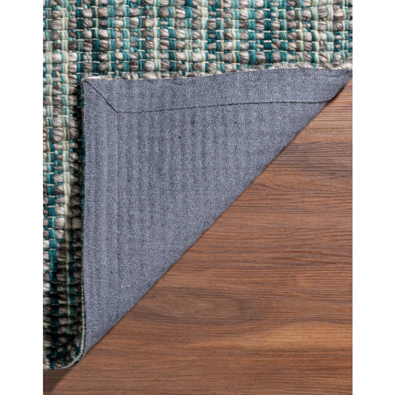 Rugs - Artistry Threads Hand Woven Rug - Sea Blue & Brown