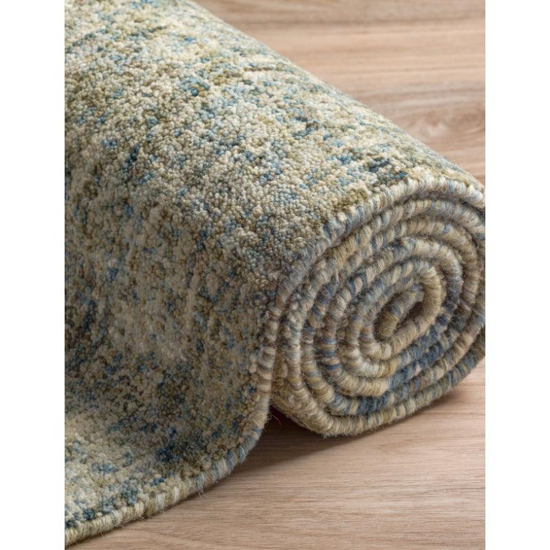 Buy Handloom Harmony Hand Woven Rug - Blue & Olive Rugs from Vaaree