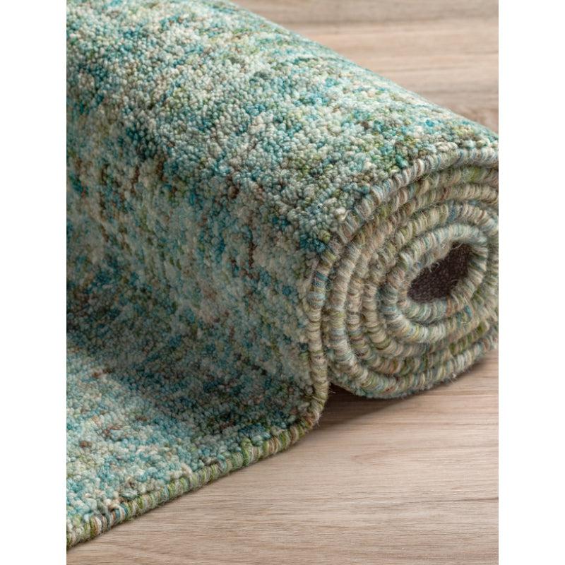 Buy Handloom Harmony Hand Woven Rug - Sea Green Rugs from Vaaree