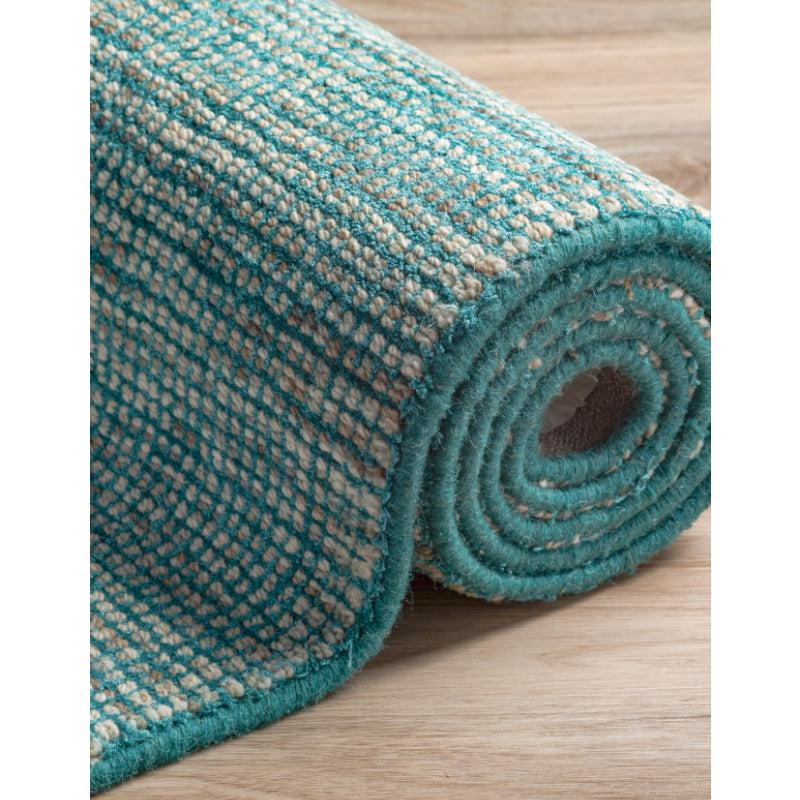 Buy Thread Tale Hand Woven Rug - Blue & Brown Rugs from Vaaree