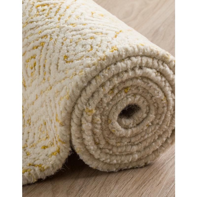 Buy Timeless Textures Hand Tufted Rug - Mustard & White Rugs from Vaaree