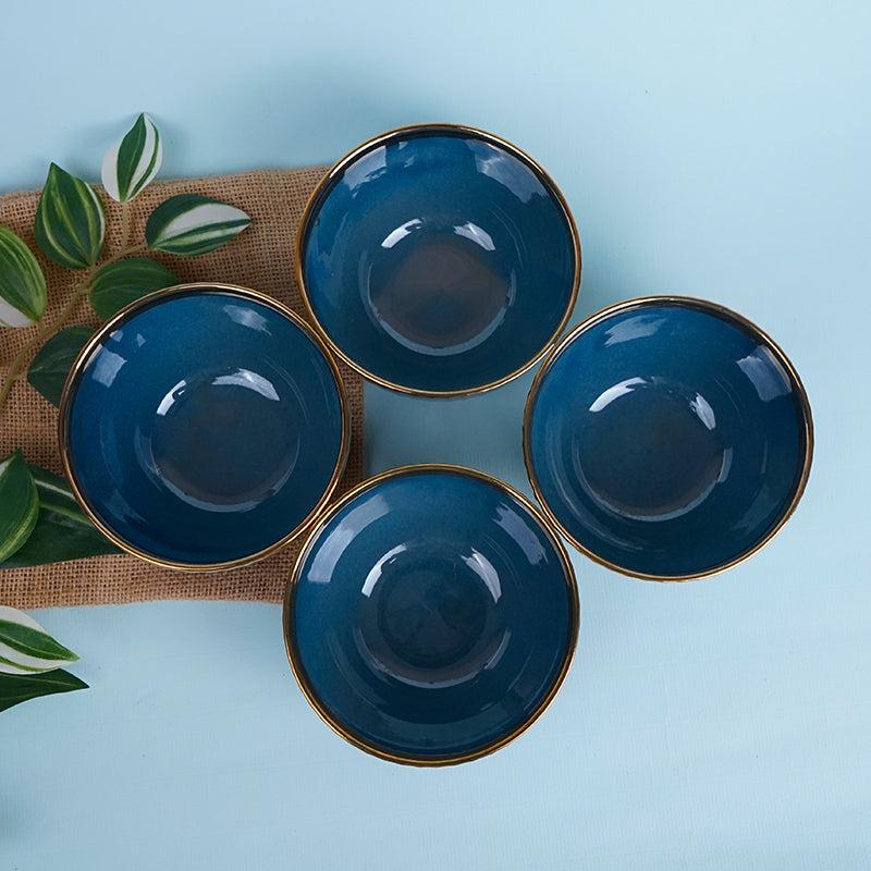 Buy Amazo Blue Gold Serving Bowl (300 ML) - Set Of Four Bowl from Vaaree