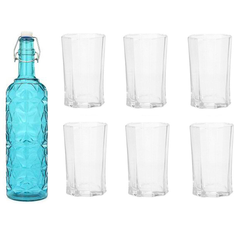 Buy Viggo 1000 ML Water Bottle With 200 ML Glass - Seven Piece Set Bottle from Vaaree