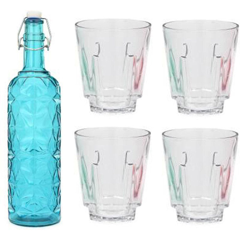 Buy Huxley 1000 ML Water Bottle With 200 ML Glass - Five Piece Set Bottle from Vaaree