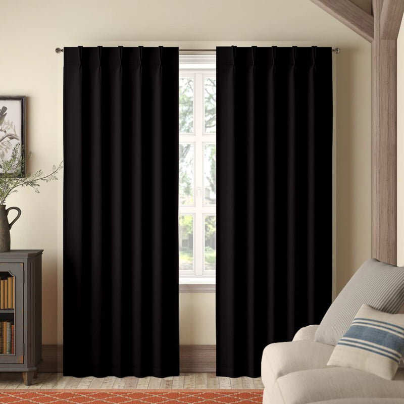 Buy Imora Double Pinch Pleat Short Width Curtain - Black Curtains from Vaaree