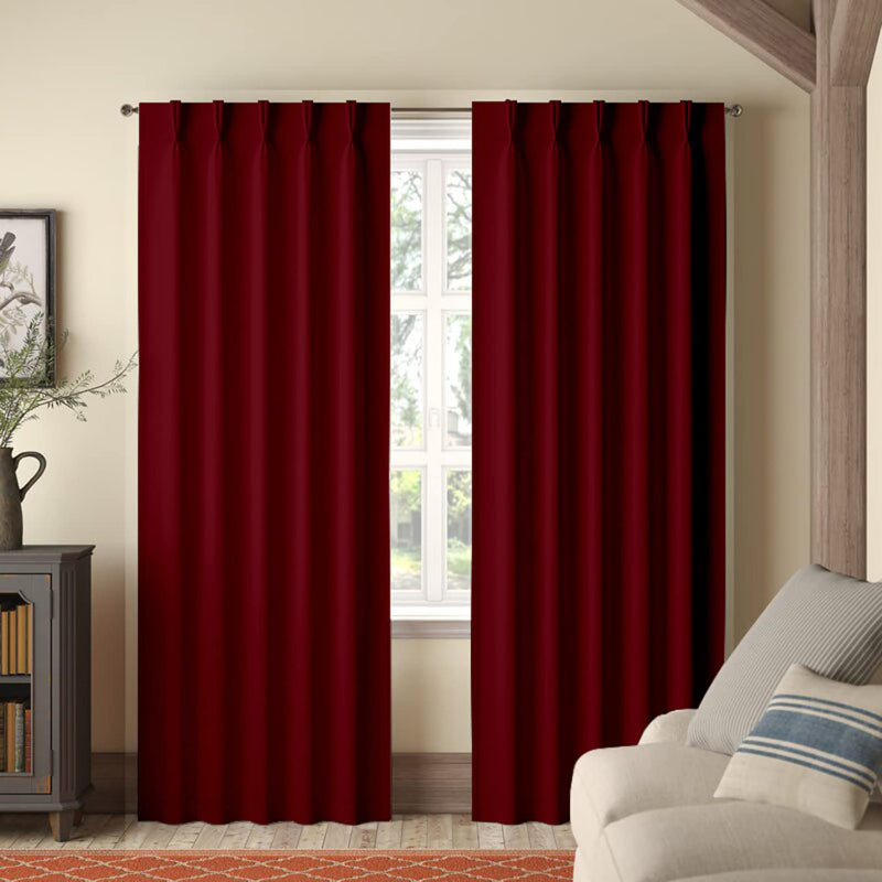 Buy Imora Double Pinch Pleat Medium Width Curtain - Burgundy Curtains from Vaaree