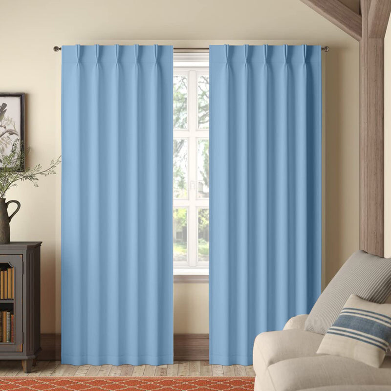 Buy Imora Double Pinch Pleat Medium Width Curtain - Sky Blue Curtains from Vaaree