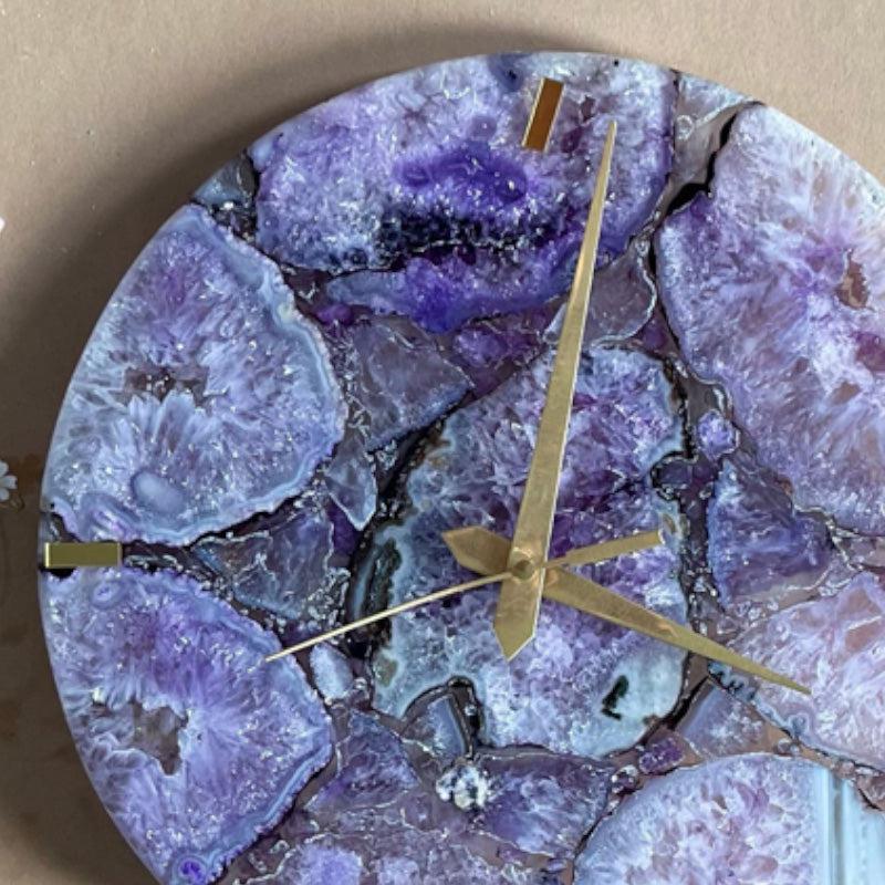 Wall Clock - Obelia Handcrafted Agate Wall Clock - Purple