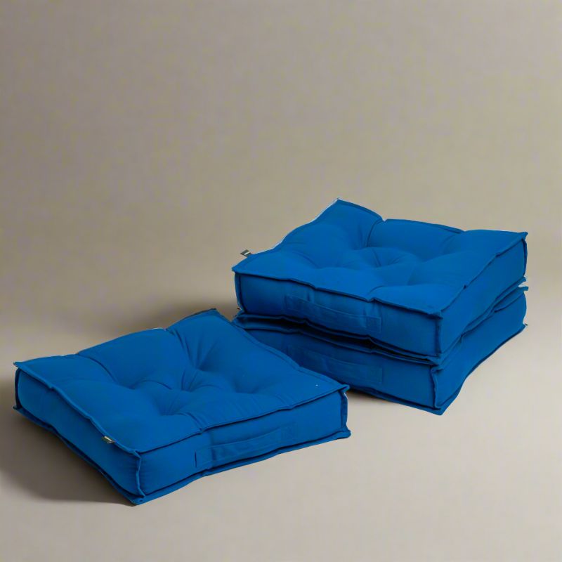 Buy Tara Floor Cushion (Classic Blue) - Set Of Three Floor Cushions from Vaaree