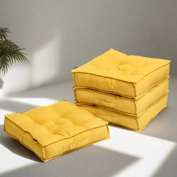 Buy Tara Floor Cushion (Mustard Yellow) - Set Of Four Floor Cushions from Vaaree