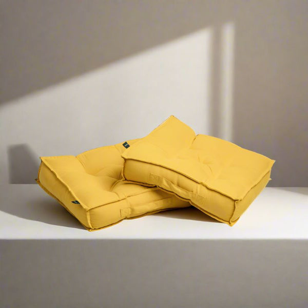 Buy Tara Floor Cushion (Mustard Yellow) - Set Of Two Floor Cushions from Vaaree