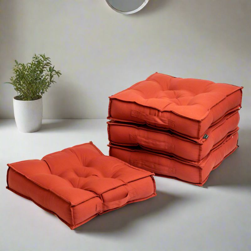 Buy Tara Floor Cushion (Terracotta Brown) - Set Of Four Floor Cushions from Vaaree