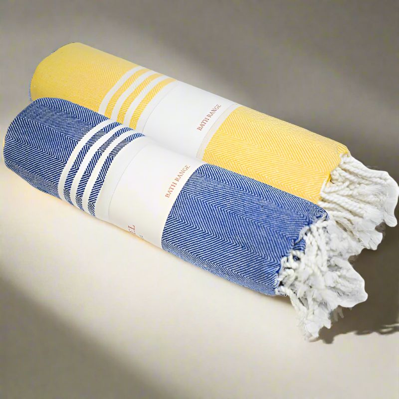 Buy Rodgo Bath Towel (Blue & Yellow) - Set Of Two Bath Towels from Vaaree