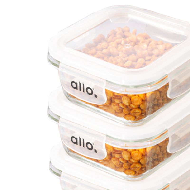 Container - Oliva Square Glass Storage Container (320 ML) - Set Of Four