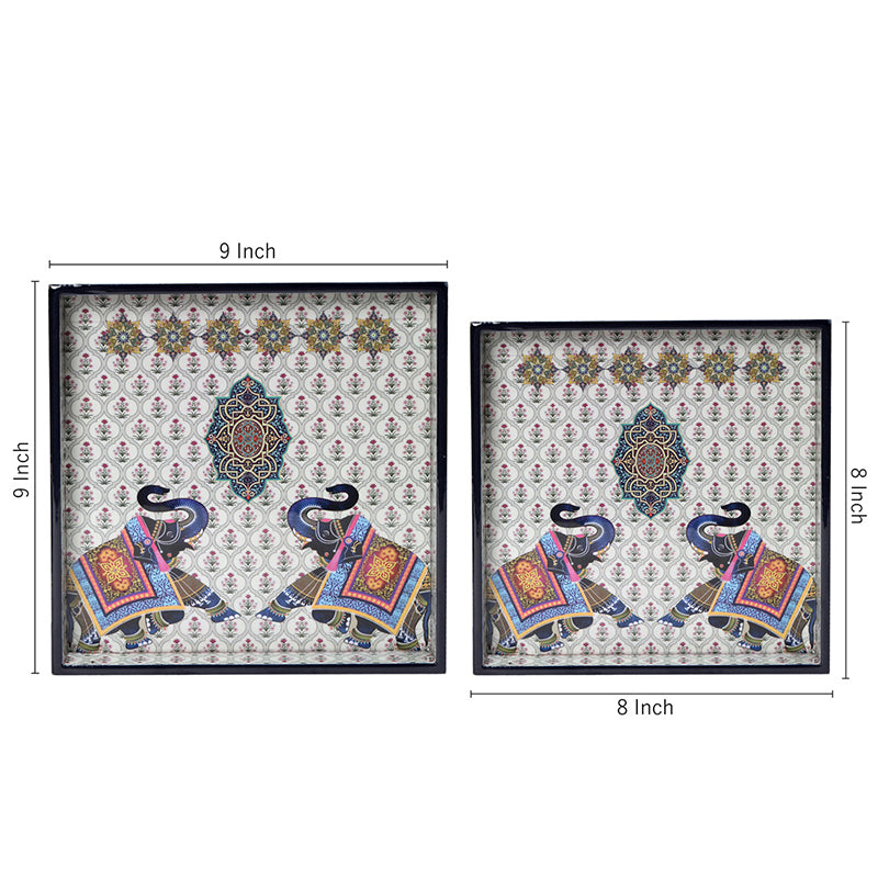 Buy Soft Rose Serving Tray - Set Of Two Serving Tray from Vaaree