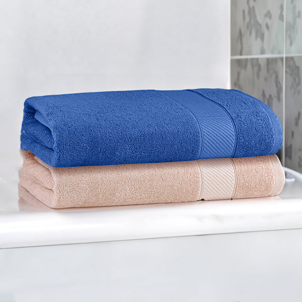 Buy Reign Bath Towel (Dark Blue & Sand Stone) - Set Of Two Bath Towels from Vaaree