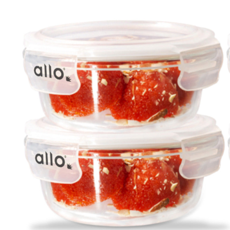 Container - Oliva Round Glass Storage Container (400 ML) - Set Of Four