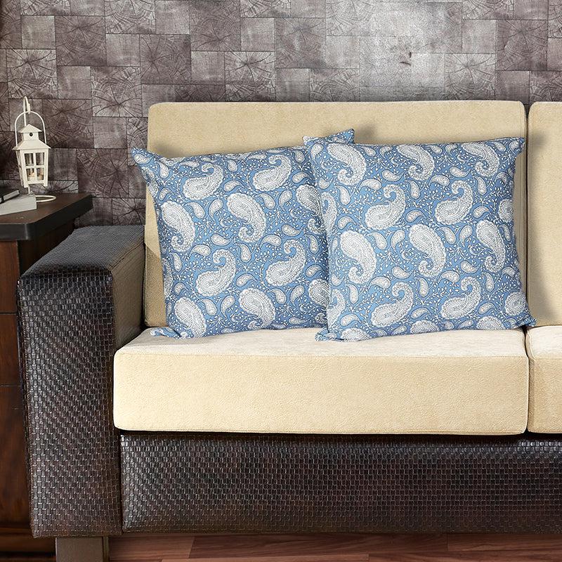 Buy Ruksaana Printed Cushion Cover (Blue) - Set Of Two Cushion Covers from Vaaree