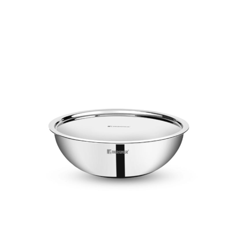 Bowl - Bergner Tripro Triply Stainless Steel Cook and Serve Tasra With Lid - 4250 ML