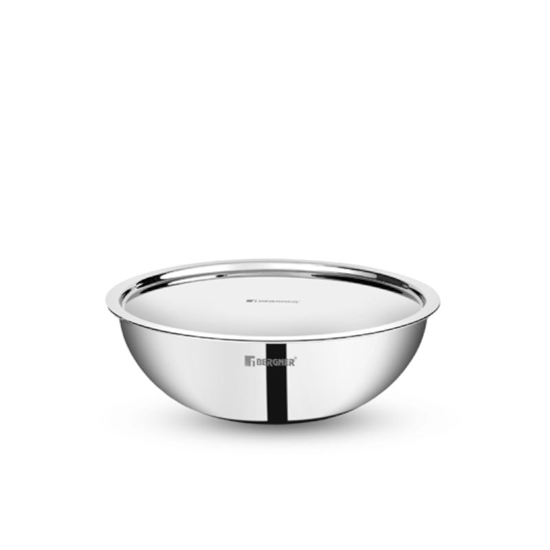 Bowl - Bergner Tripro Triply Stainless Steel Cook and Serve Tasra With Lid - 3000 ML