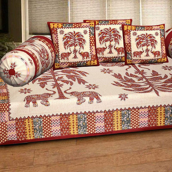 The Palmistree Diwan Set (Red) - Six Piece Set