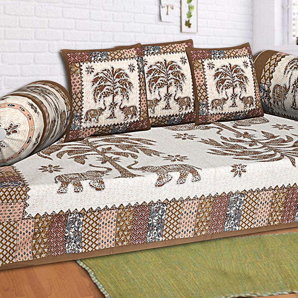 Buy The Palmistree Diwan Set (Brown) - Six Piece Set Diwan Set from Vaaree