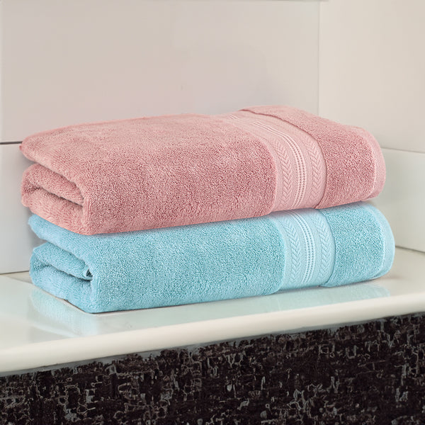 Buy Reign Bath Towel (Pink & Blue) - Set Of Two Bath Towels from Vaaree