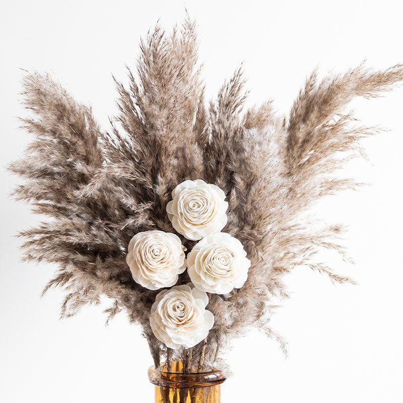 Buy Sitto Naturally Dried Pampas Bunch - Set Of Fourteen Artificial Flowers from Vaaree