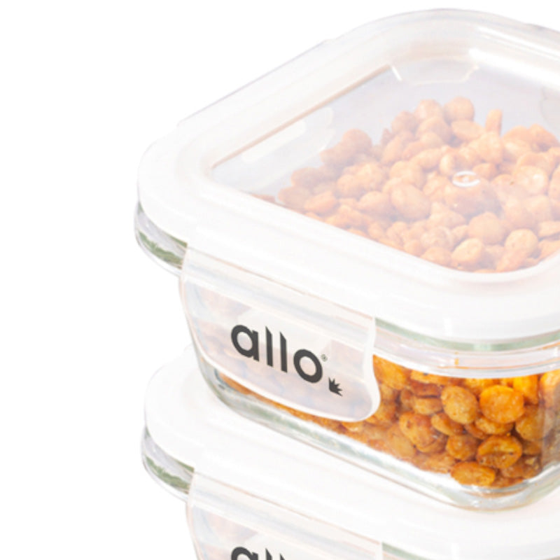 Container - Oliva Square Glass Storage Container (320 ML) - Set Of Three