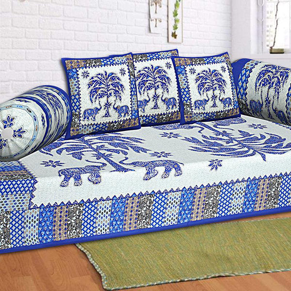 Buy The Palmistree Diwan Set (Blue) - Six Piece Set Diwan Set from Vaaree