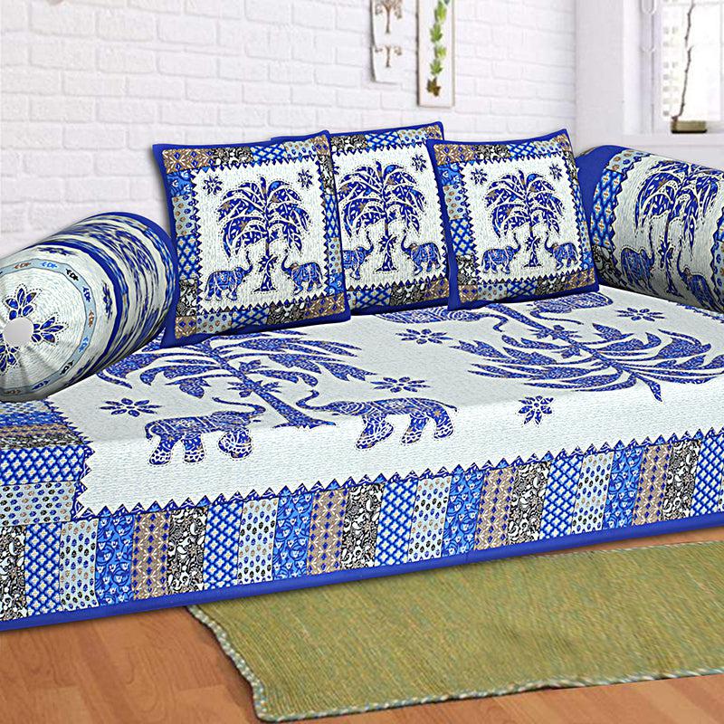 Buy The Palmistree Diwan Set (Blue) - Six Piece Set Diwan Set from Vaaree