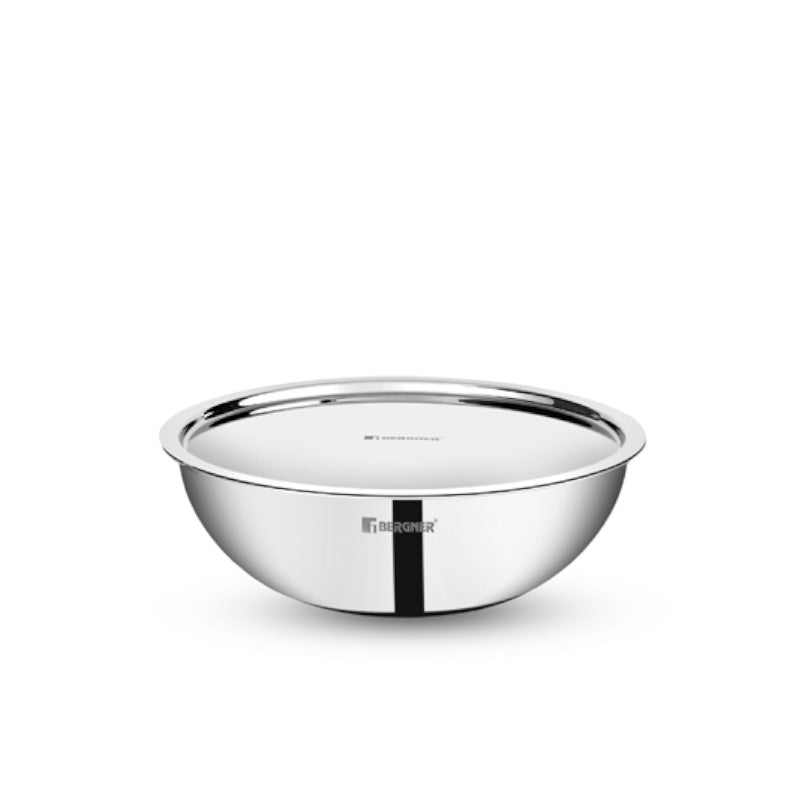 Bowl - Bergner Tripro Triply Stainless Steel Cook and Serve Tasra With Lid - 2000 ML