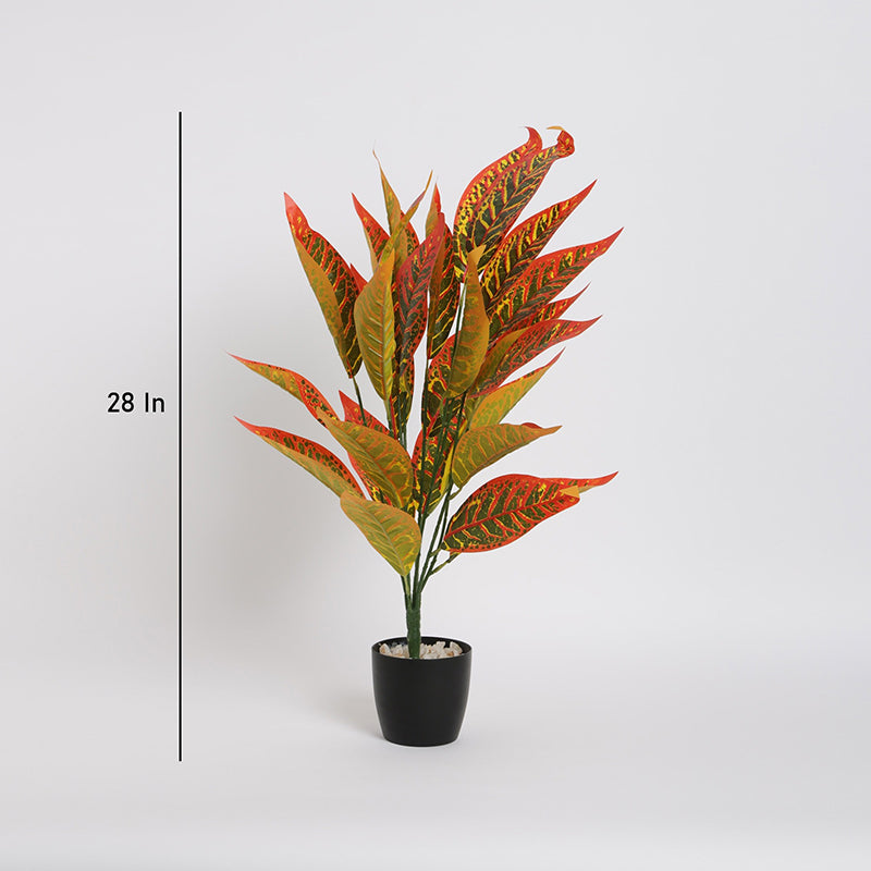 Artificial Plants - Faux Mammy Croton Plant With Pot - 2.2 Feet