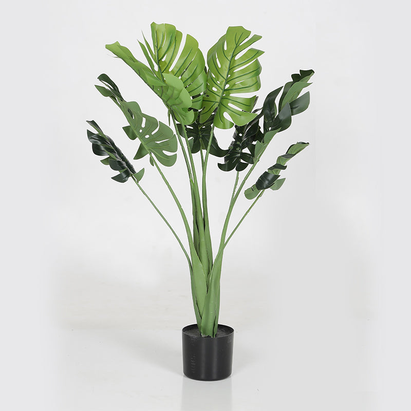 Artificial Plants - Faux Monstera Delicosa Plant With Pot - 2.9 Feet