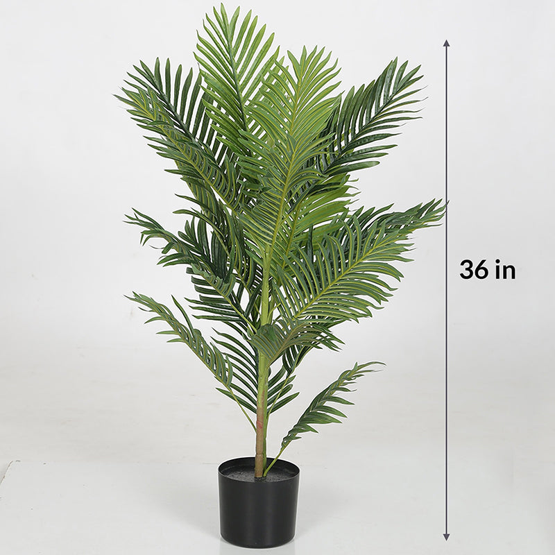 Artificial Plants - Faux Areca Palm Tree With Pot - 2.9 Feet