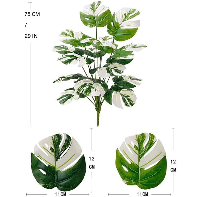 Artificial Plants - Faux Monstera Variegata Plant With Pot - 2.1 Feet