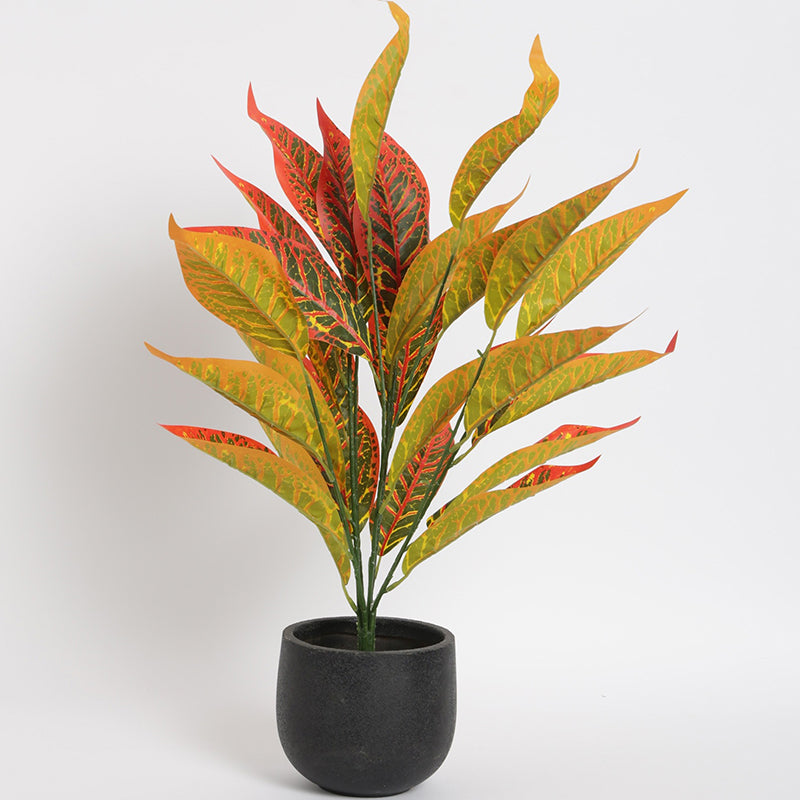 Artificial Plants - Faux Gyspy Fire Croton Plant With Pot - 2.2 Feet