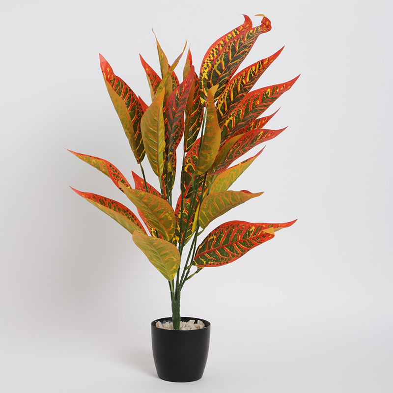 Artificial Plants - Faux Mammy Croton Plant With Pot - 2.2 Feet