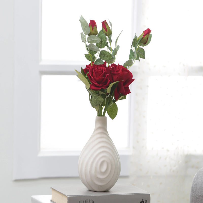 Artificial Flowers - Faux Red Rose Sticks - Set Of Four