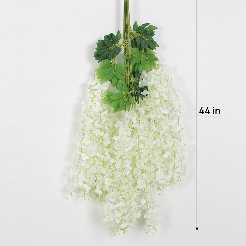 Artificial Flowers - Faux Hanging Orchid Vine (White) - Set Of Twelve