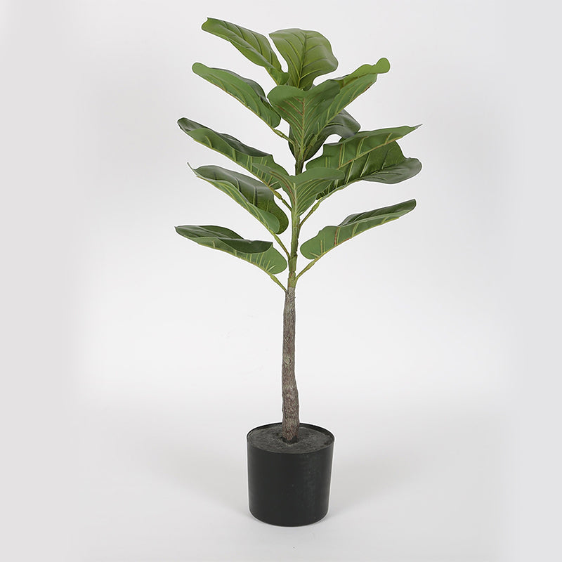 Artificial Plants - Faux Fiddle Fig Plant Tree With Pot - 2.5 Feet