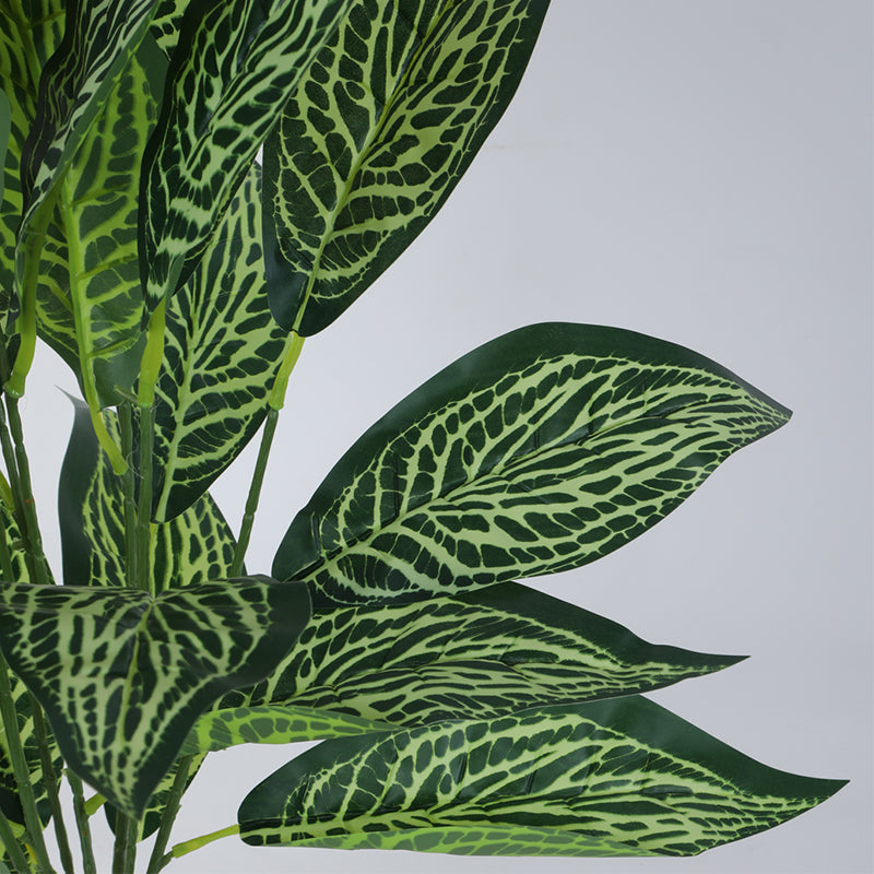 Artificial Plants - Faux Light Green Croton Plant With Pot - 2.2 Feet