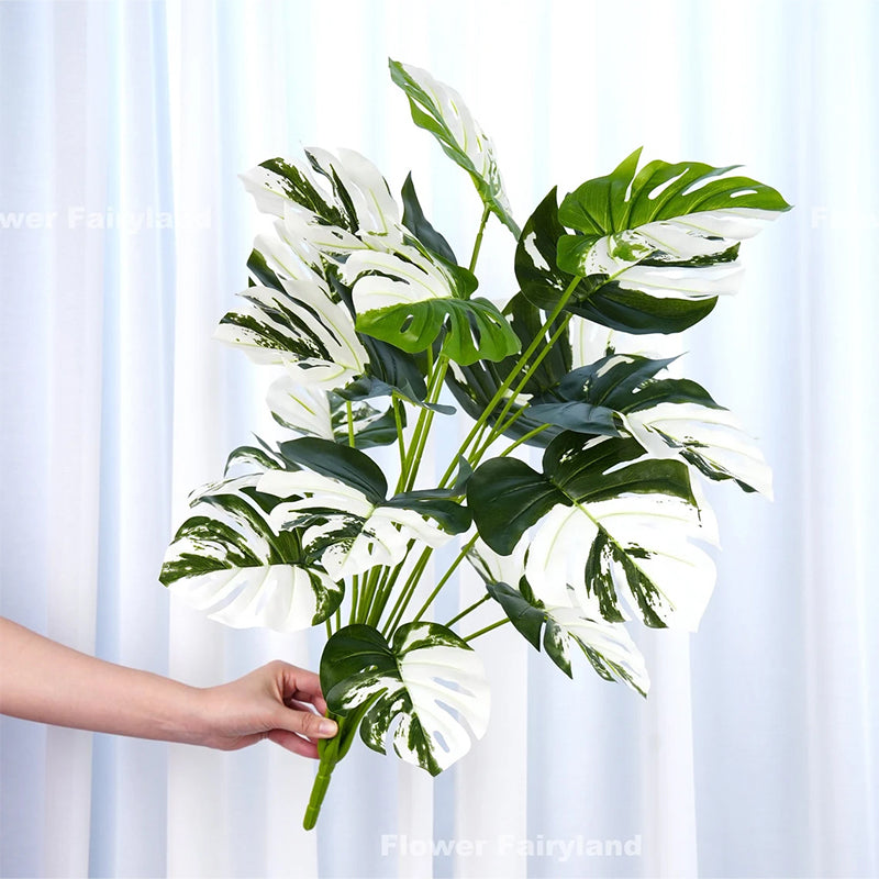 Artificial Plants - Faux Monstera Variegata Plant - 2.1 Feet